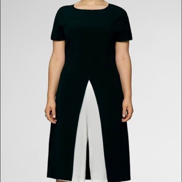 Universal Standard Adda Black Crepe Short Sleeve Split Long Tunic Top Sz Medium - Picture 2 of 7